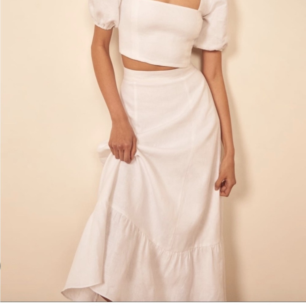 Reformation Yucca White Linen Skirt